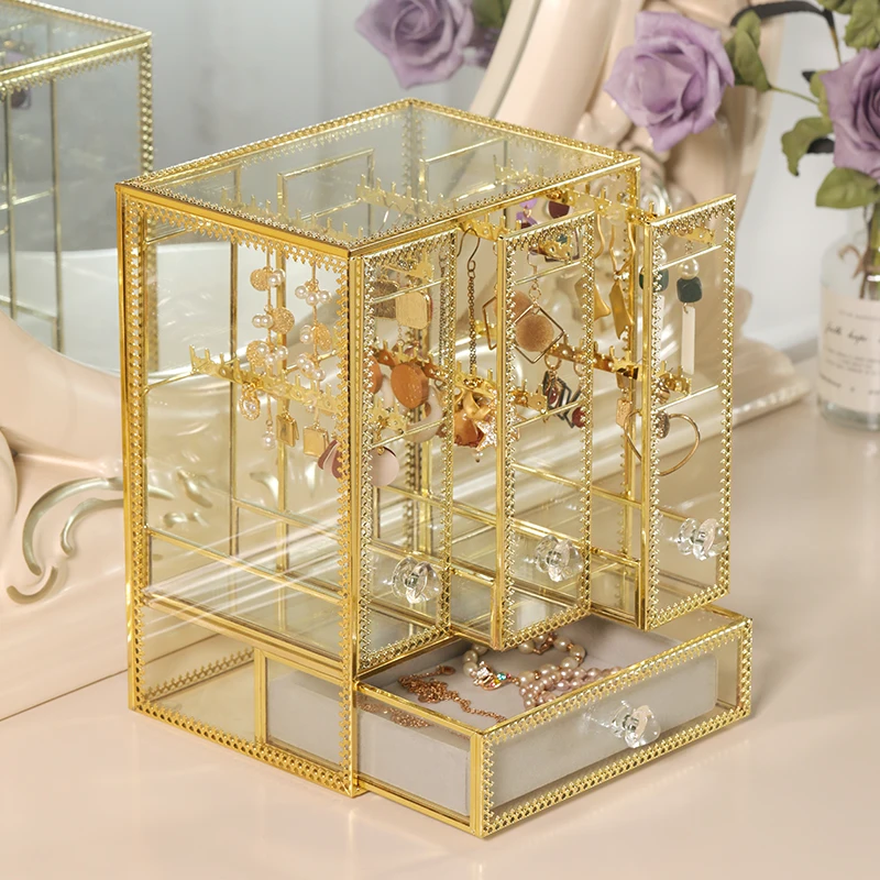 New Design High Quality Golden Glass Hanging Jewelry Organizer Display ...