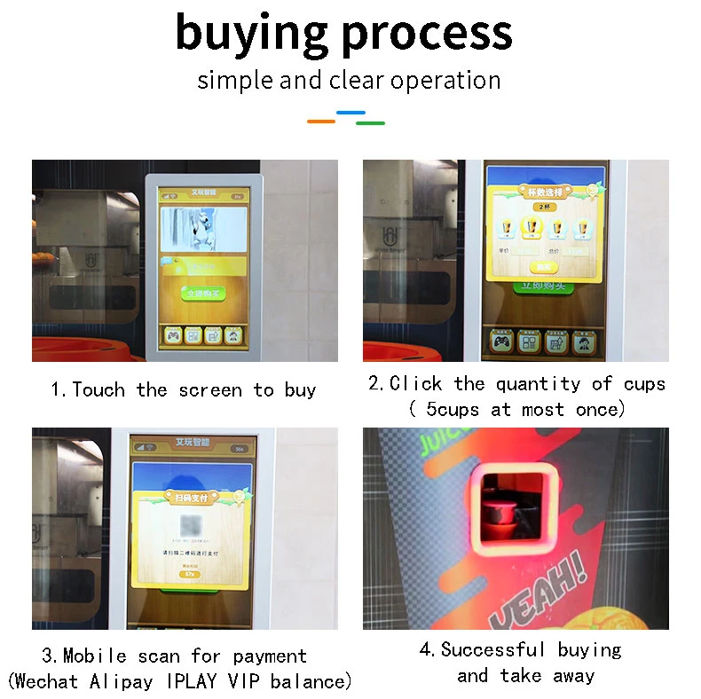 Fresh Orange Juice Vending Machine Automatic Sugar Candy Fruit Apple