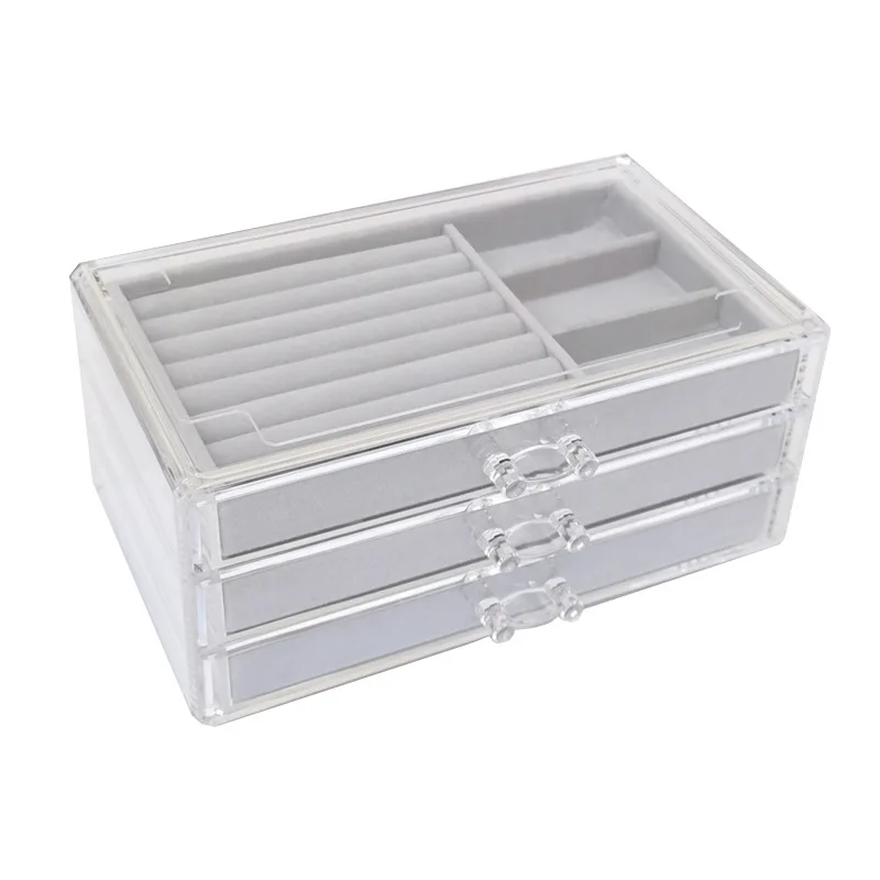 1/2/3/4 Drawers Clear Acrylic Velvet Jewellery Storage Box And Earring ...