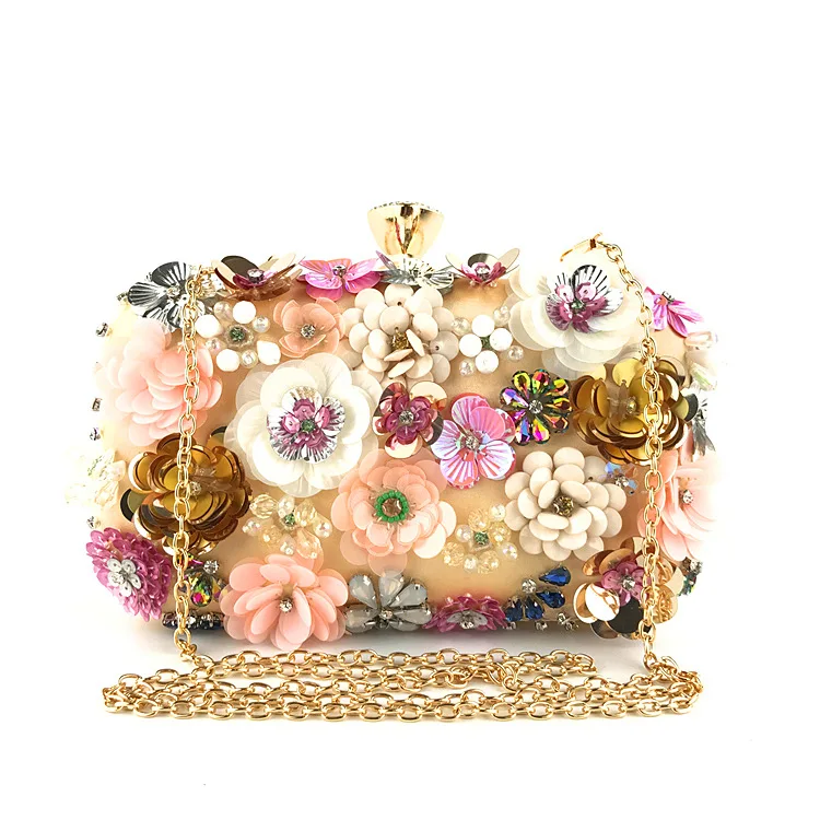 flower embellished clutch bag