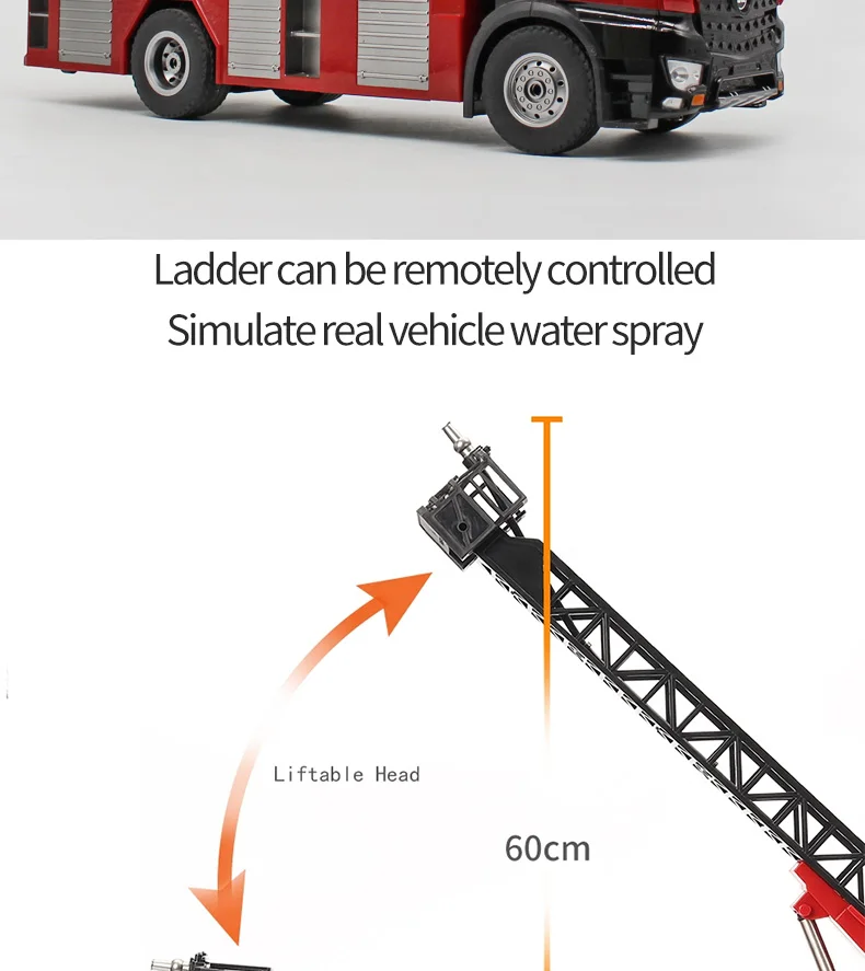 2020 New Design Huina 1:14 Simulation Fire Truck Toy Remote Control Car
