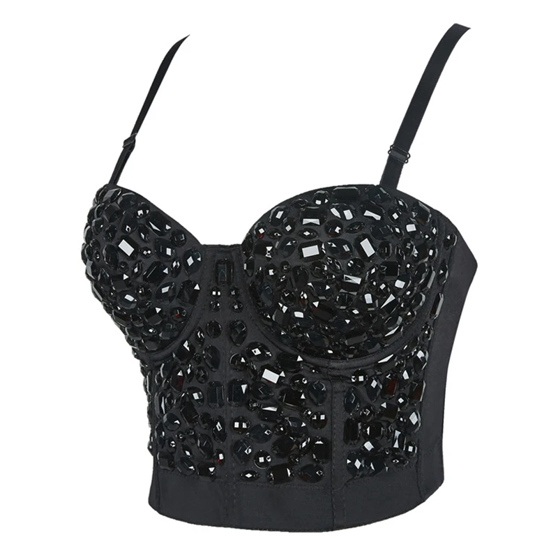 Black Sr Corset Ctoptop Steampunk Rhinestone Bustiers Sexy Women ...