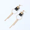 hot sell Leather rope circle tassel tricolor earrings studs long earrings jewelry