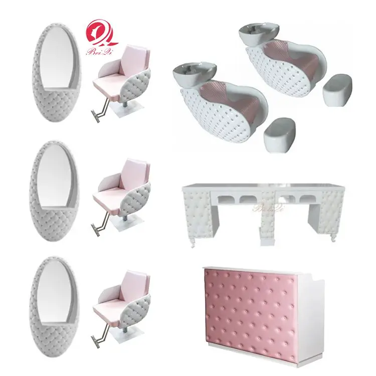 New Modern Luxury Salon Furniture Sets Elegant Pink Barber Chair For
