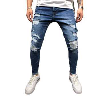 Wholesale New Style Boys Denim Pants Mens Blue Side Stripe Skinny ...