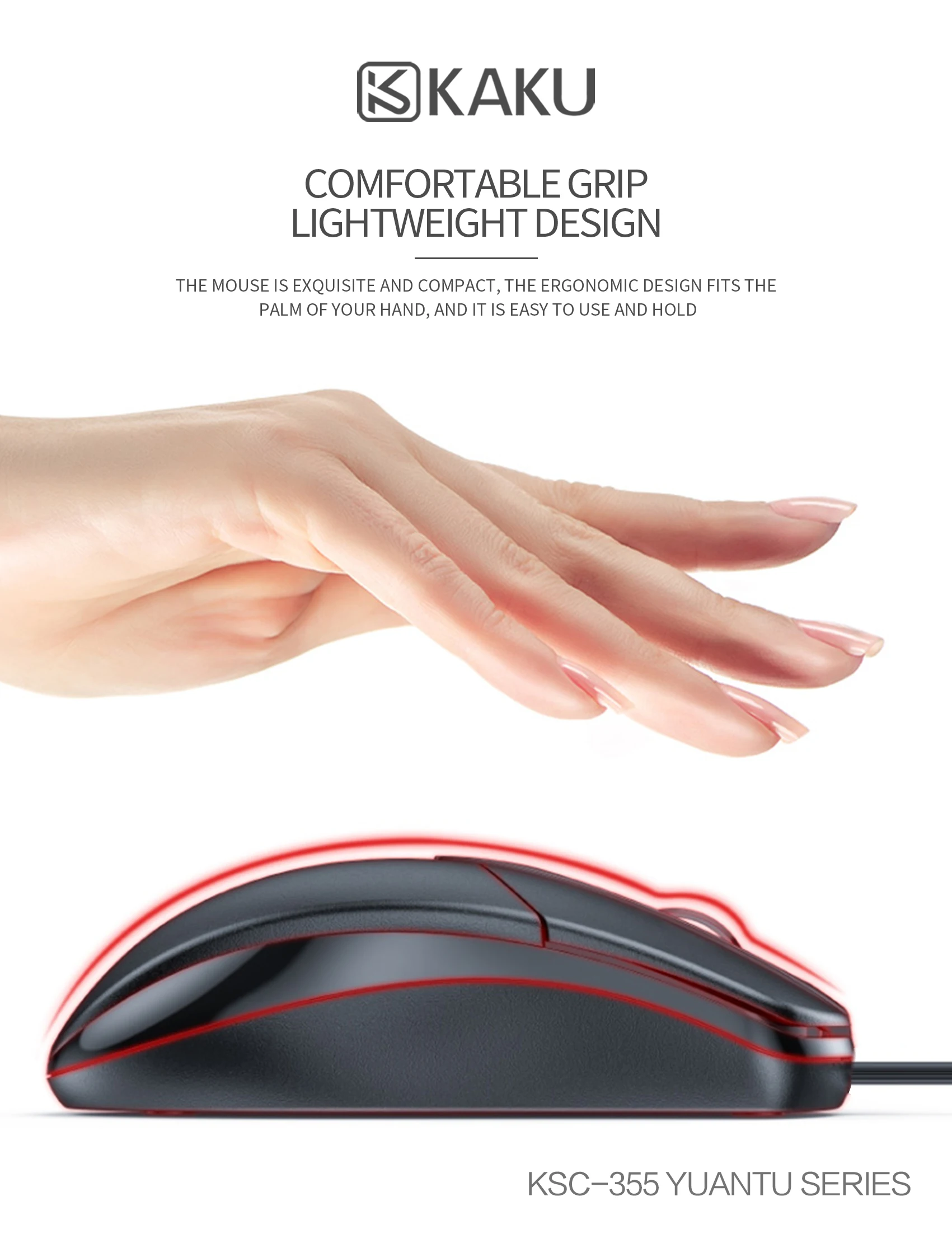 Kaku Ksc355 Yuantu With Bulk Cheap Computer Wired Mouse Logo Print For Computer Gaming Mouse