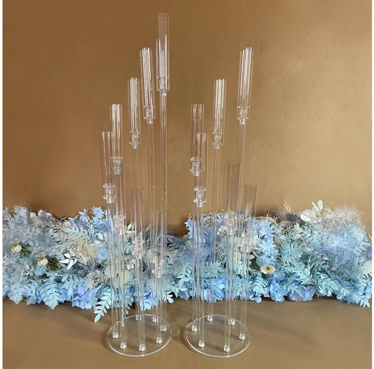 Clear Crystal Acrylic Candle Holder Wedding Candelabra Centerpieces