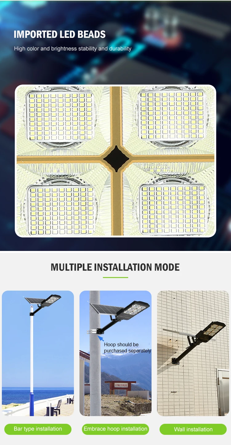 Separate Aluminium Ip66 Waterproof Motion Sensor 50w 80w 100w 150w 200w 300w LED Solar Street Light Fixture