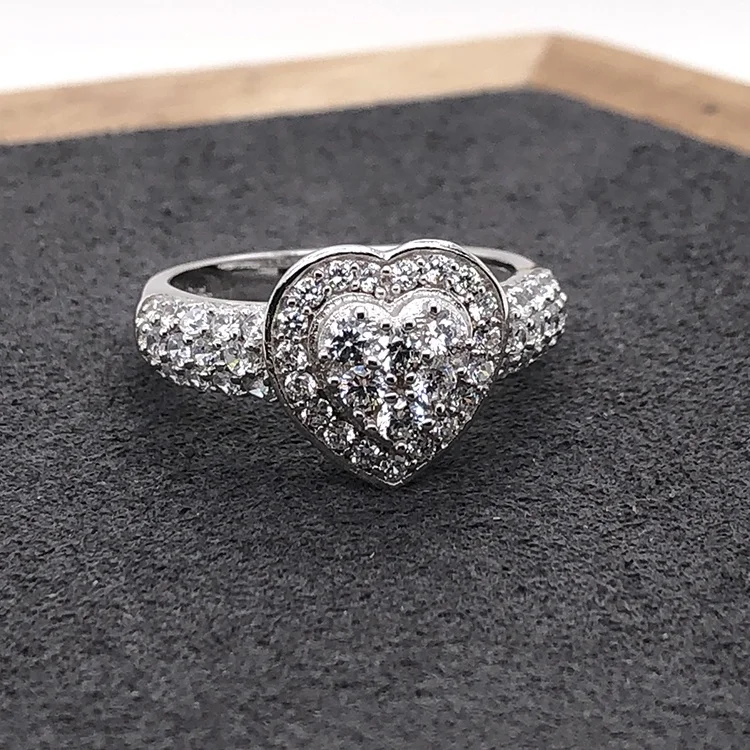 Silver Jewelry Aaa Zircon Heart Wedding 5925 Silver Ring Diamond BEYALY