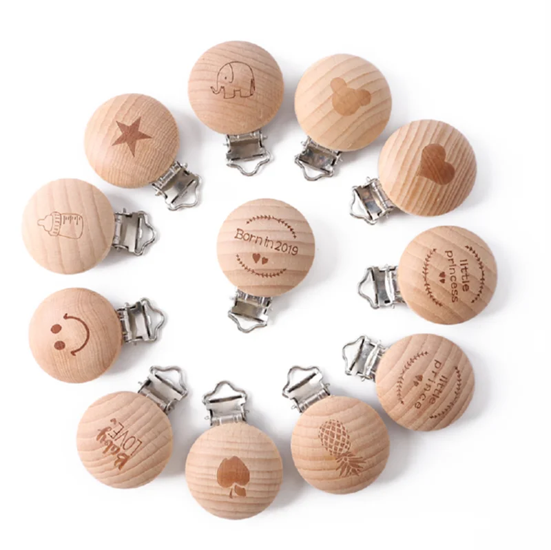 personalized wooden pacifier clip