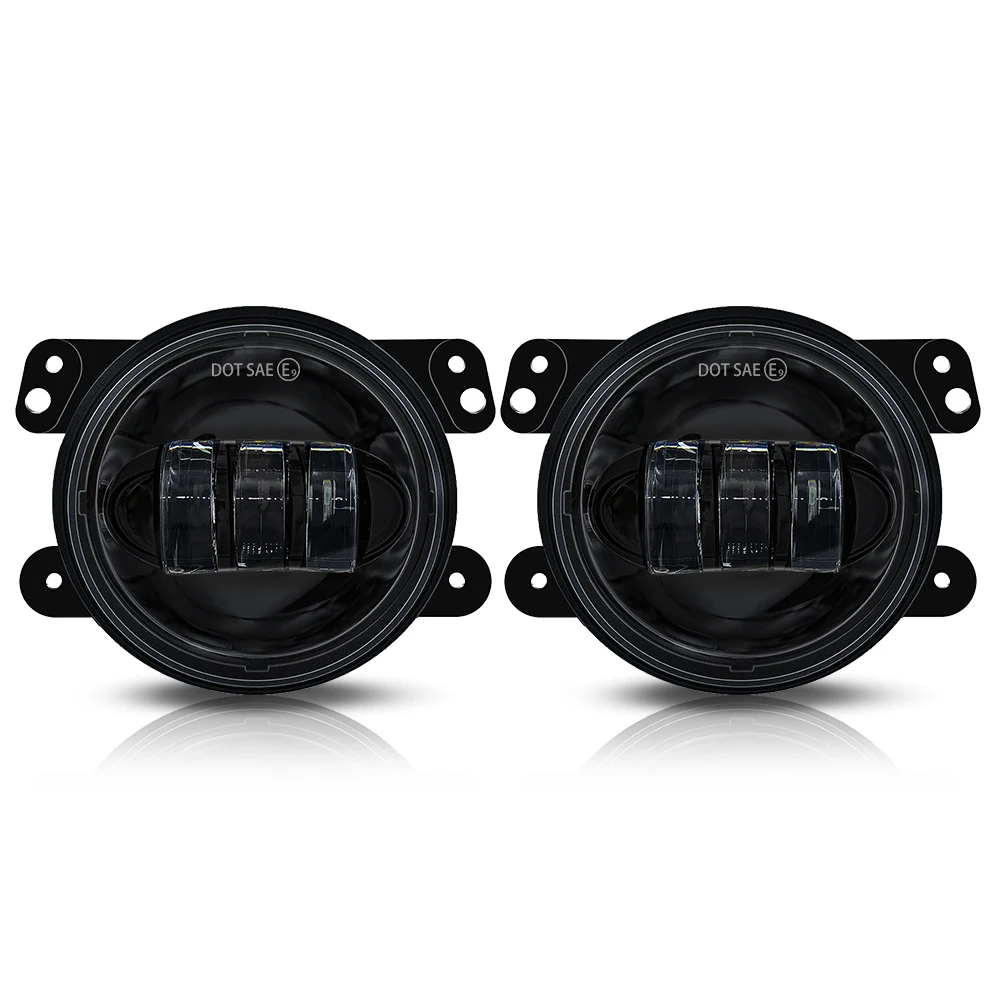For Jeep Wrangler Dodge Chrysler Cherokee 2PCS 4 Inch 30W Round LED Passing Fog Lights LED Driving Lamp with Turn Signal and DRL