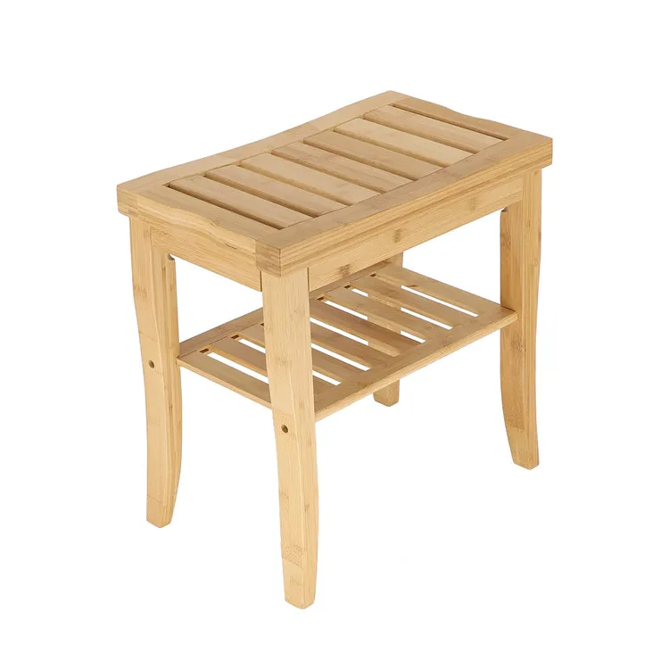 Bad Bad Stuhl Sitz Bambus Dusche Bank Mit 2 Tier Lagerung Regal - Buy