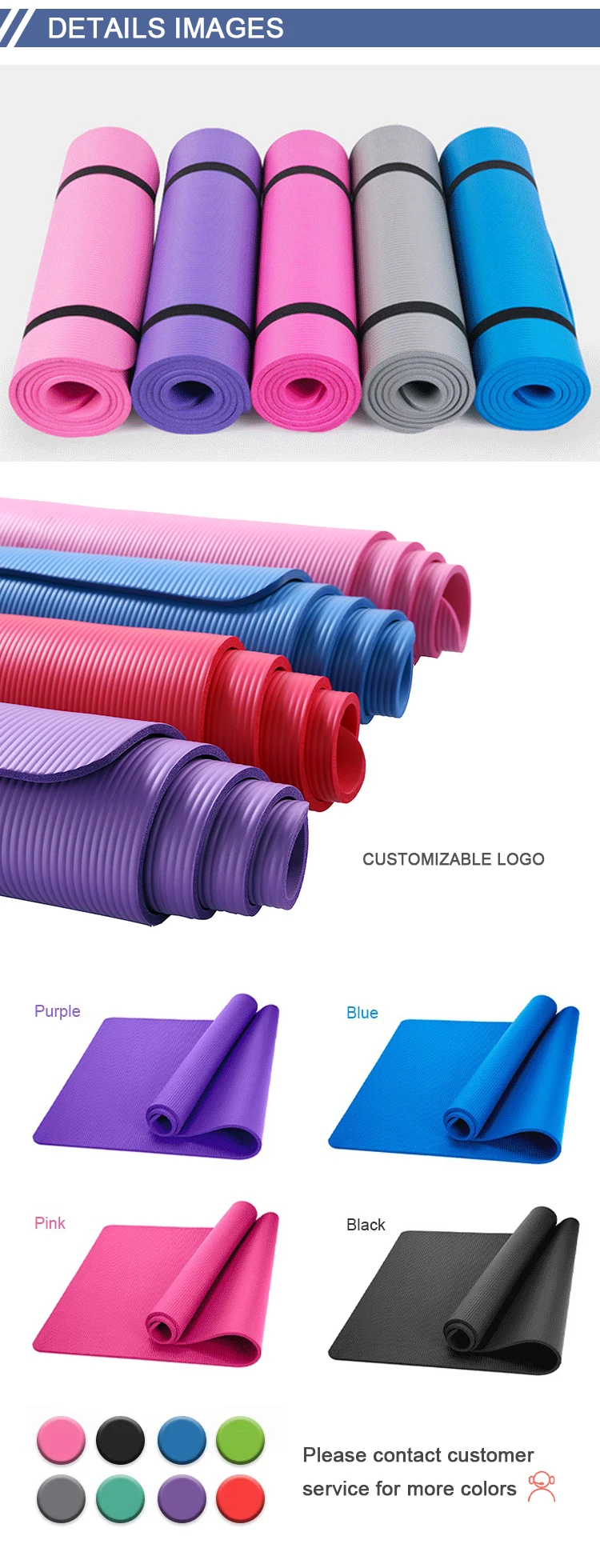 custom natural eco friendly NBR rubber pilates exercise yoga mat for kids and adult