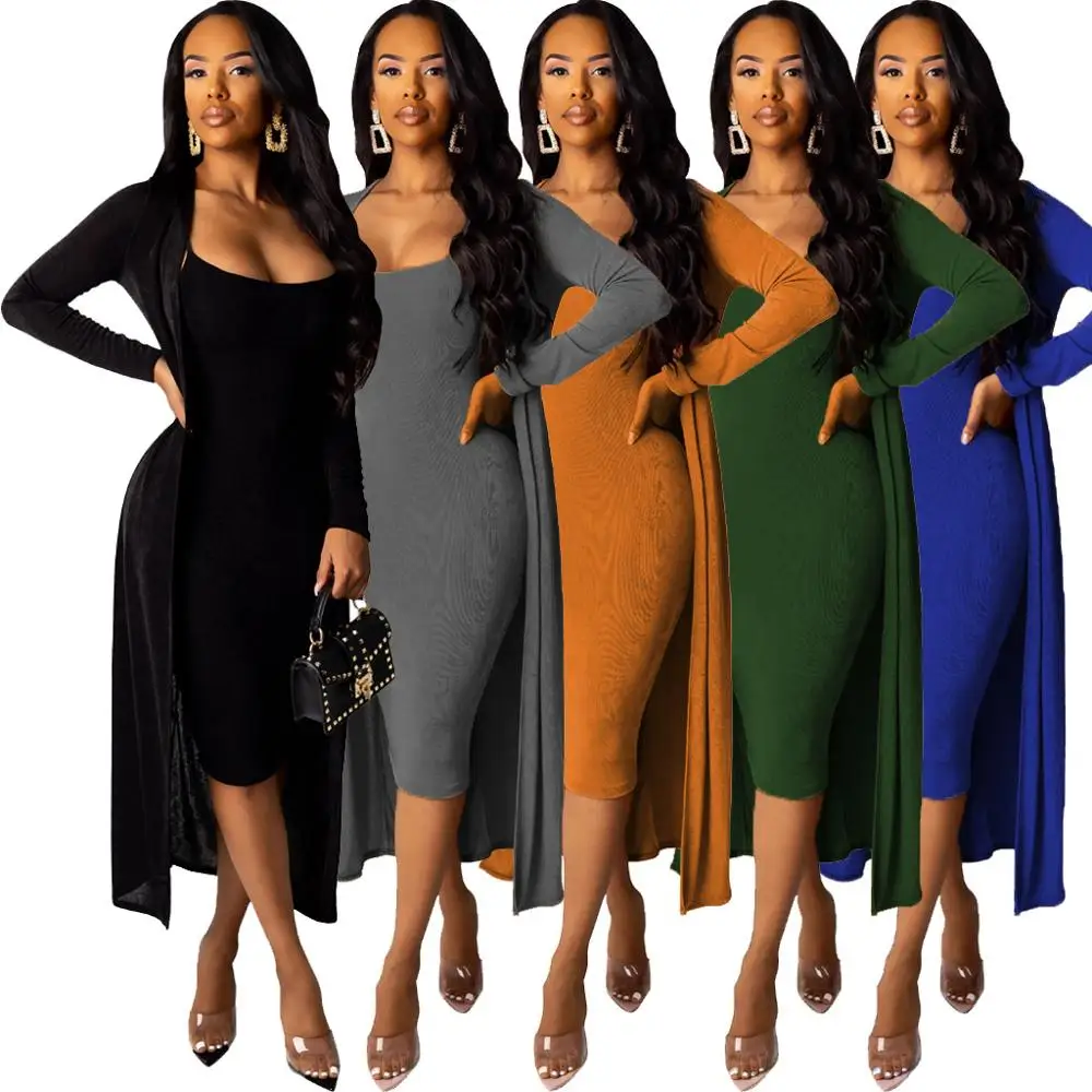 Winter Outfit Midi Dress Sets Women S Long Sleeve Two Piece Clothes Fall Fashion Style 2019 Buy Women Dresses Winter Product On Alibaba Com