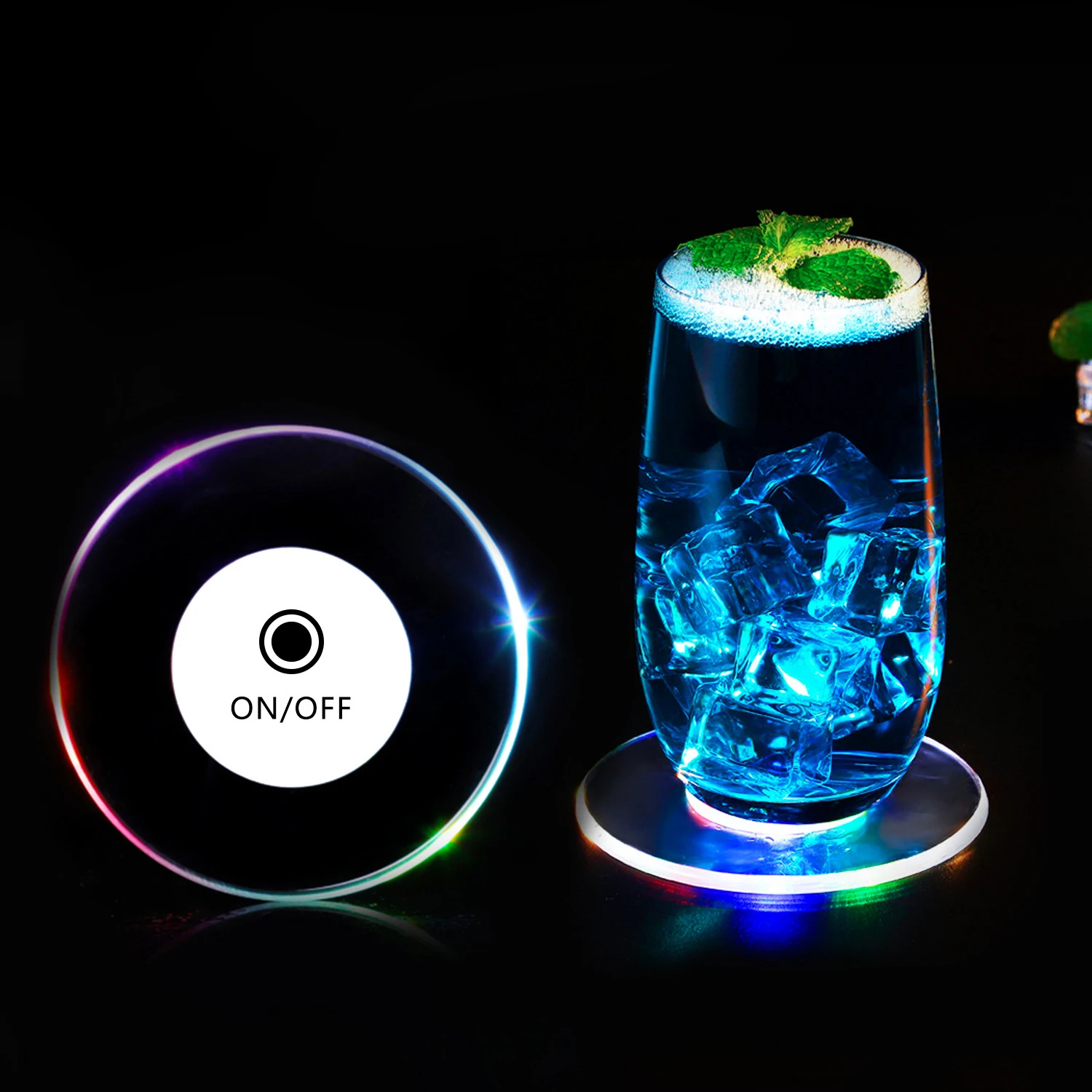 Zji Led Coasters Lightup Coasters Led Bottle Lights Rgb Colorful