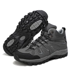 New High Quality Man High Top Waterproof Anti-Slip Hiking Shoes Lace-Up Mans Climbing Trekking Sneakers