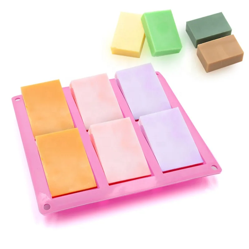 Silicone Soap Mold 6-Cavity  Handmade Soap Molds for Making Fudge Cake  Chocolate  Ice Cube etc