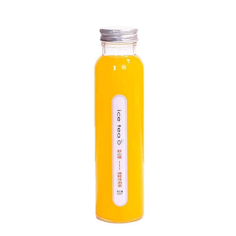 High Quality 300ml 500 Ml Slim Round Glass Beverage Fruit Juice Bottles