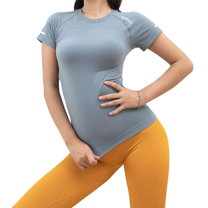 girl sports wear printed dry fit t shirt yoga tops women gym