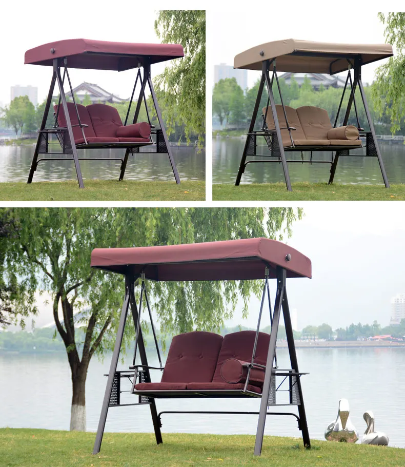 Hot Sale Outdoor Garden Courtyard Iron Three Person Hanging Swing Chair