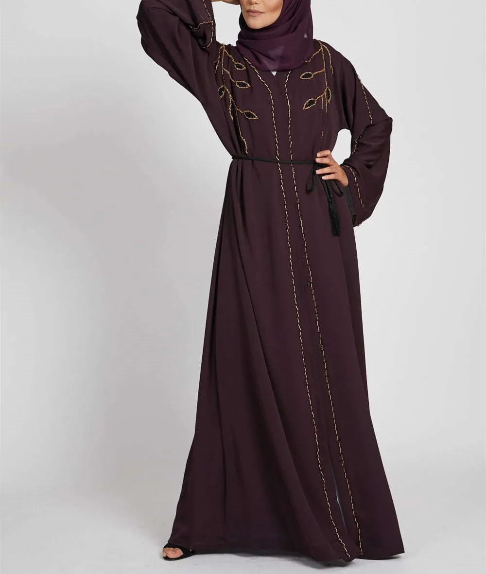 * 重量轻,柔软 产品名称 高级贴牌秋季服装女性穆斯林服装刺绣阿巴亚