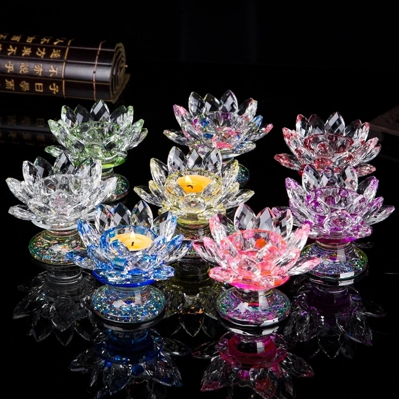 Pujiang Factory Crystal Votive Lotus Flower Glass Candle Holder Buy