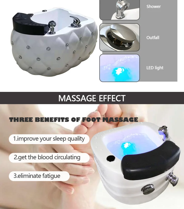 Spa Pedicure Bowl Foot Bath For Foot Spa Acrylic Foot Tub With Surf