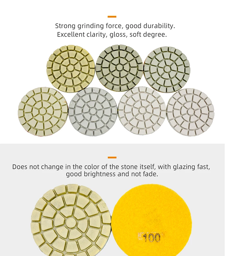 Cdp 7steps/set Diamond Polishing Pad Concrete Granite 4in 5in Floor