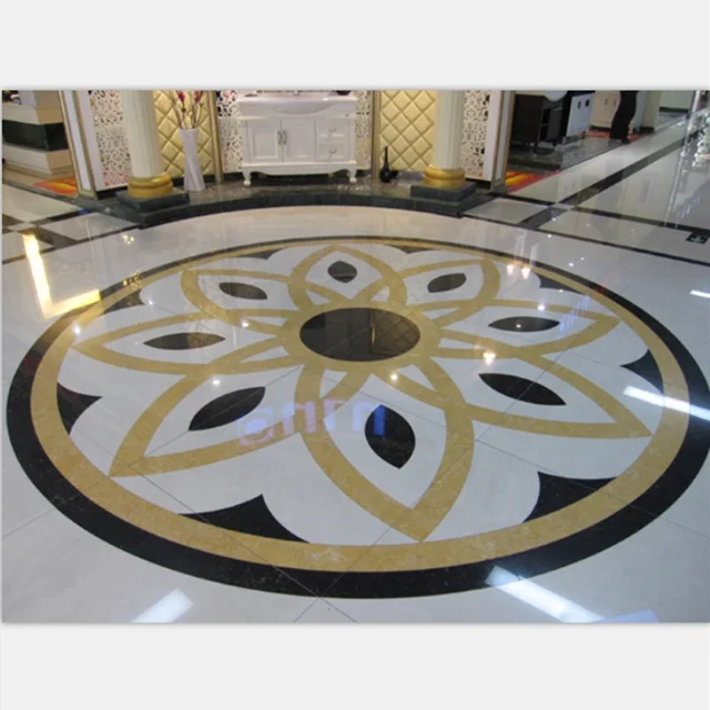 Shopping Market Foyer Flooring Design Water Jet Marble Floor Tile