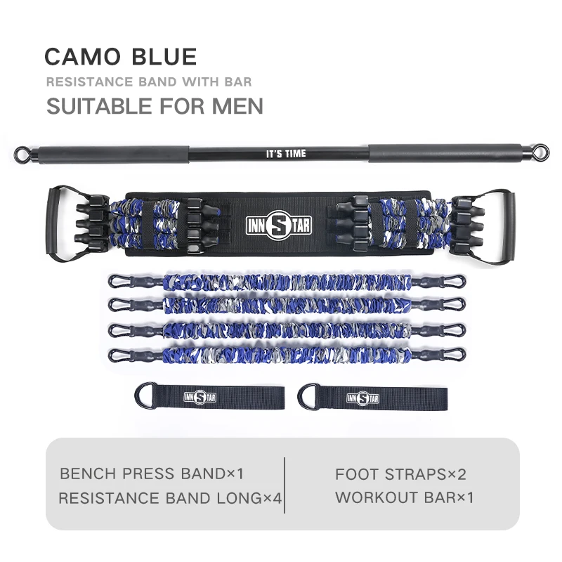 

resistance band with bar,1 Piece, Camo