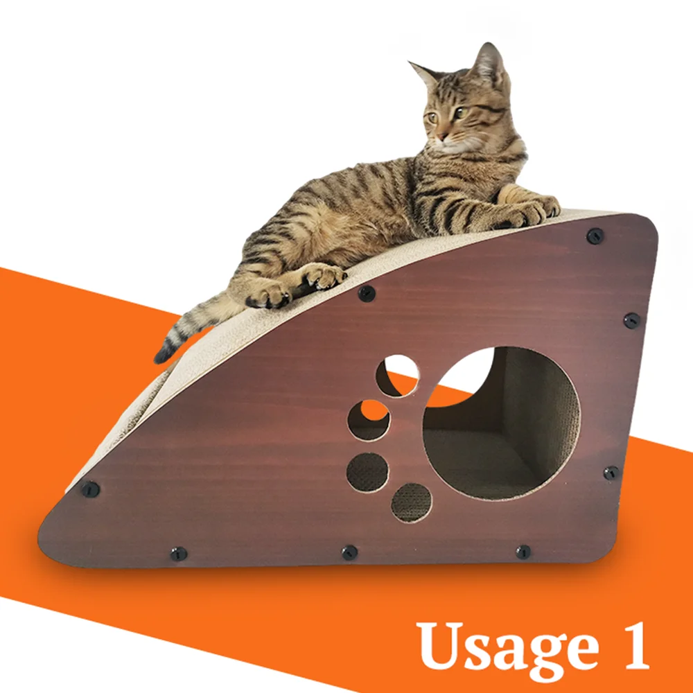 Triangle Shape Cat Scratcher Cardboard Corrugated Durable Cat Scratch