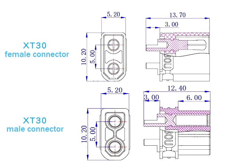 Amass Female Male Connectors Xt60 Xt90 Xt90s Xt30 Mr30 Mr60 Mt60 Mt30 