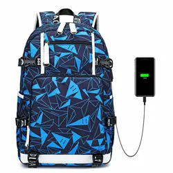 Student Hip Hop School Bag Thermal Transfer Printing Oxford Cloth Waterproof Computer Bag Outdoor Travel Backpack With USB