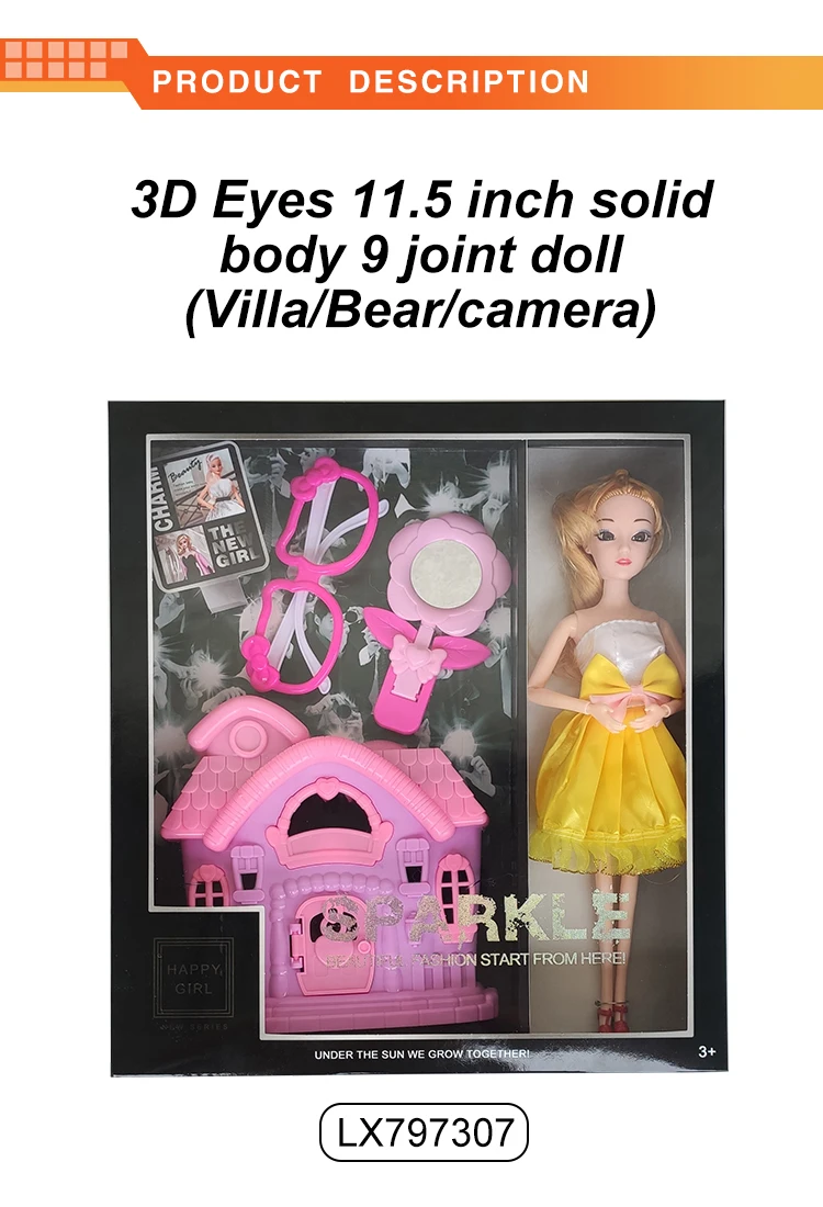 Fashion 3D Eyes 9 Jointed Doll Dress UP 11.5inch Toys Doll For Girl