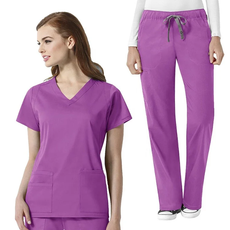 Factory Stretchy Women's Hospital Uniform For Sell Wholesale Nurse Poly