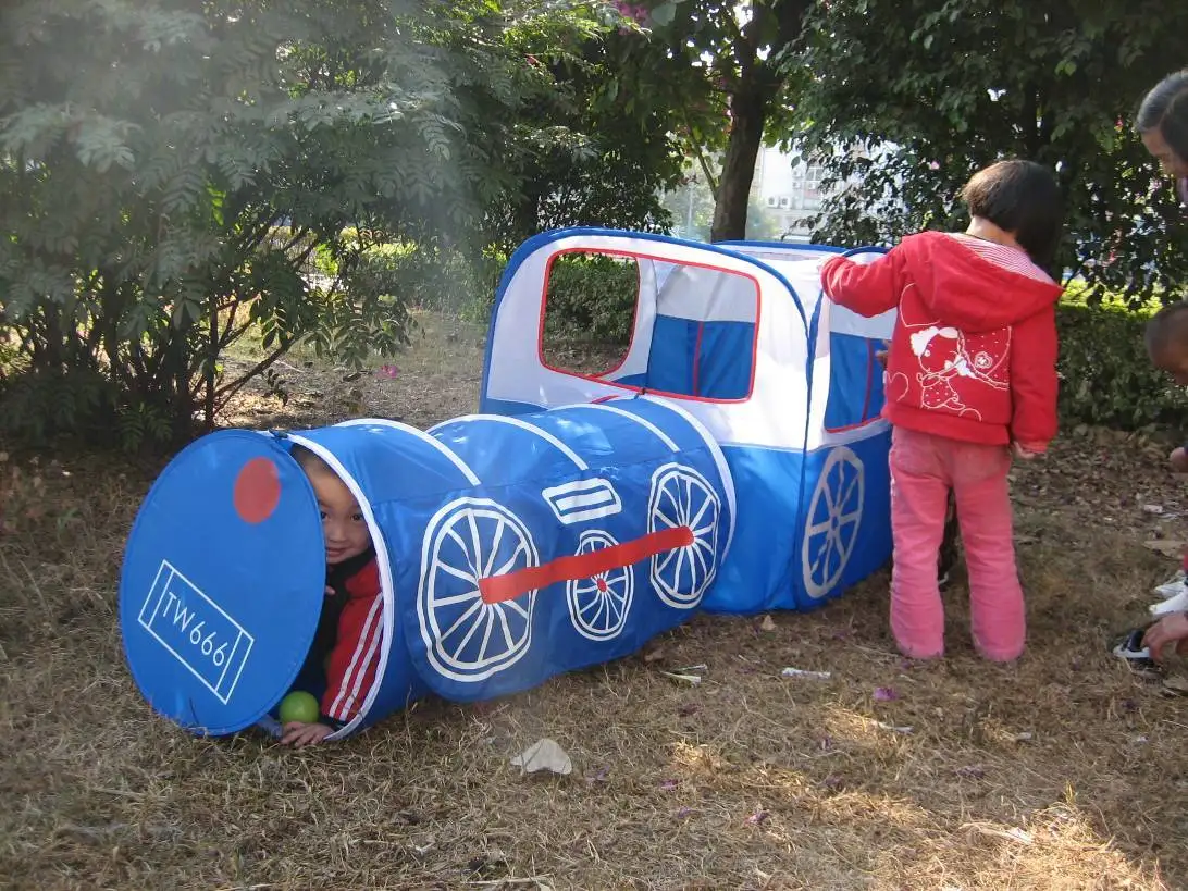 Children's Game House Train Tent Pop Up Play Tent With Tunnel For Kids