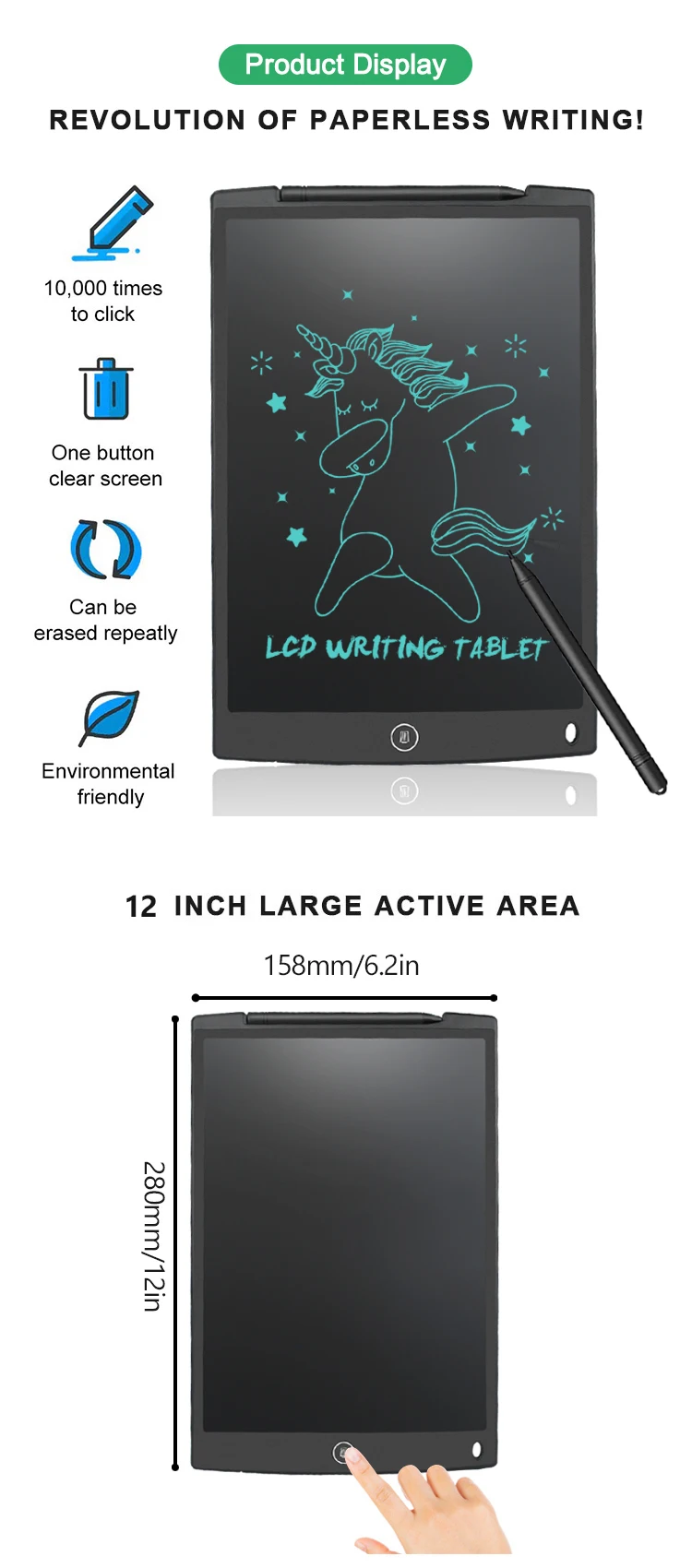 Newyes Cheap 12 Inch LCD Writing Tableta Review Paperless Digital Graphic Drawing Tablet