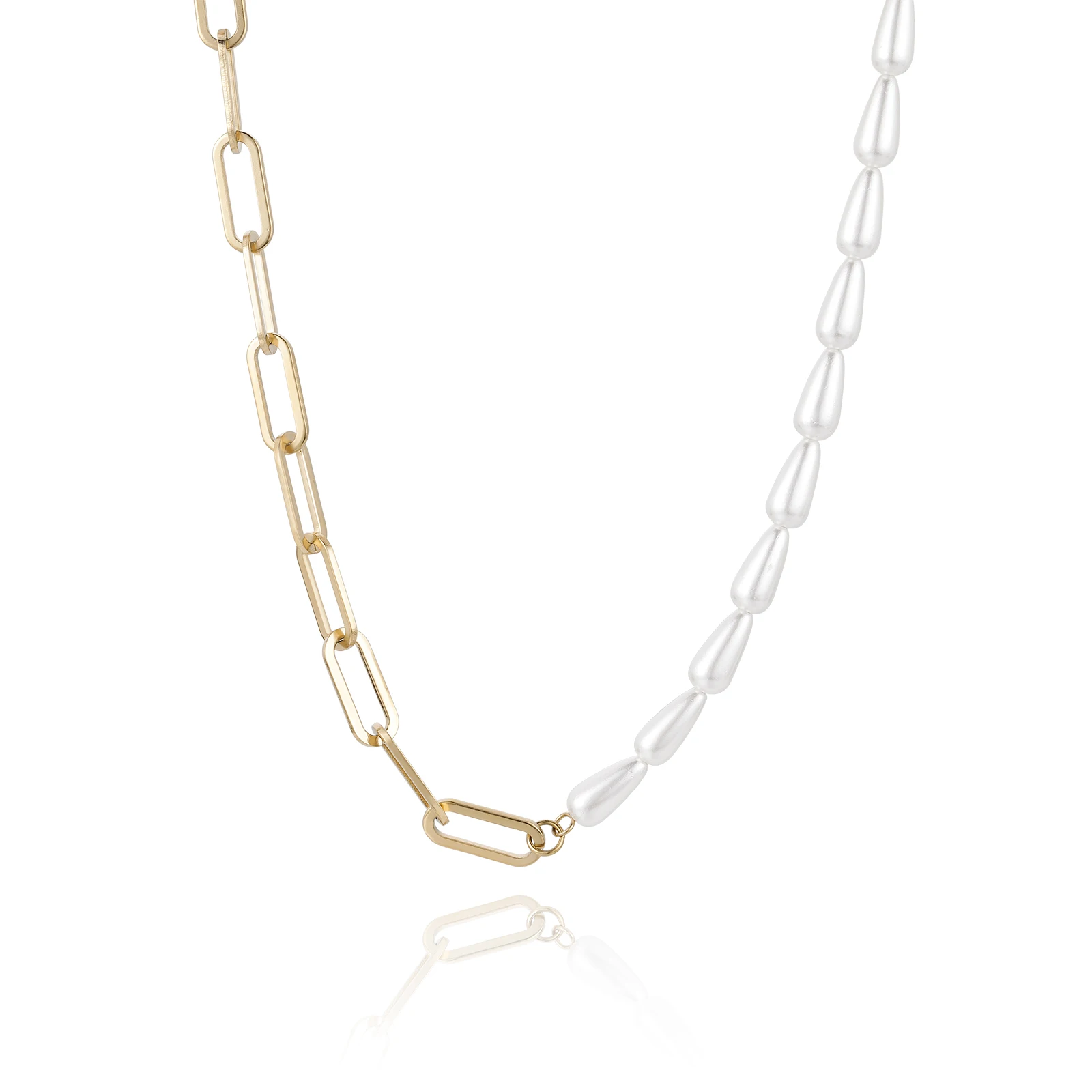 
Baroque Gold Plated Stainless Steel Chain Clavicle Choker Custom Women Jewelry Pearl Necklace 