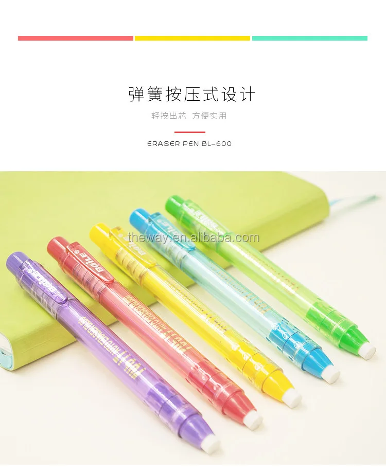 Colorful Pen Like Erasers Retractable Rubber Pen Pencil Eraser Buy