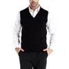 Business Work Wear Knitted V Neck Pullover Wool Cotton Fashion Jumper Lightweight Soft Vest Sweater Men