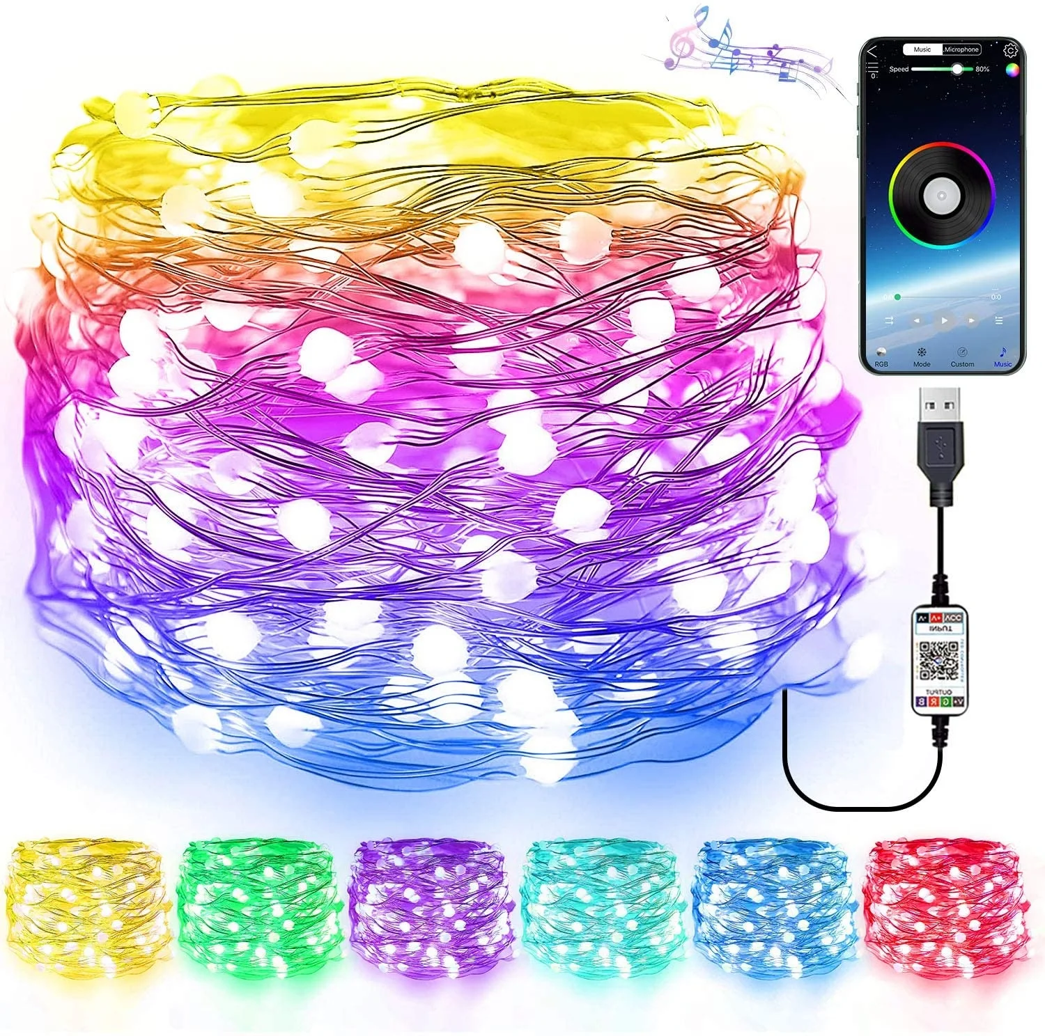 Shenzhen SMD Waterproof Christmas Tree Decoration Custom App Remote Control Indoor and Outdoor Fairy LED String Lights Wholesale