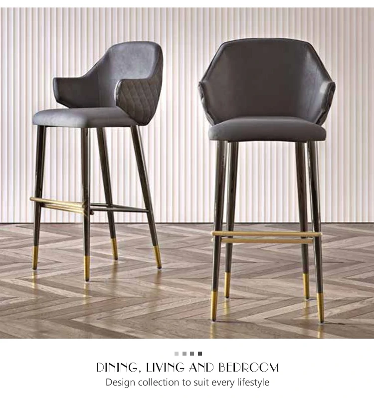 Black Bar Counter Stool Home Casual Cafe Furniture Stainless Steel Base