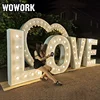 photo booth prop metal letter lights led decoration light for wedding white background wedding hall decoration