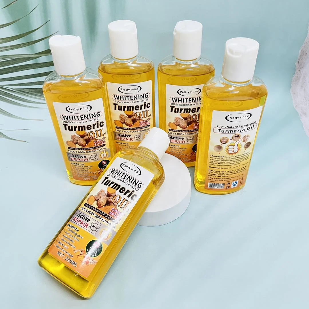 Top Quality Hot Sell Tumeric Oil For Skin Lightening 280ml Gold Yellow