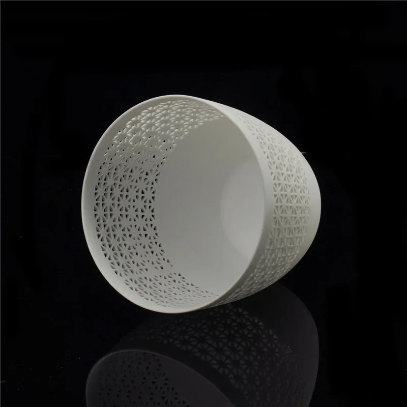 Pure White Hollow Out Ceramic Candle Holder Home Decoration Pieces