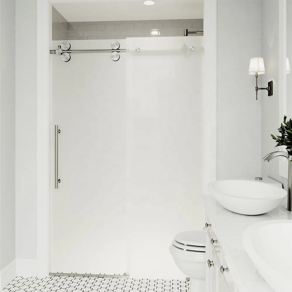 Low  price frosted glass shower door  sandblasting privacy glass bathroom partition