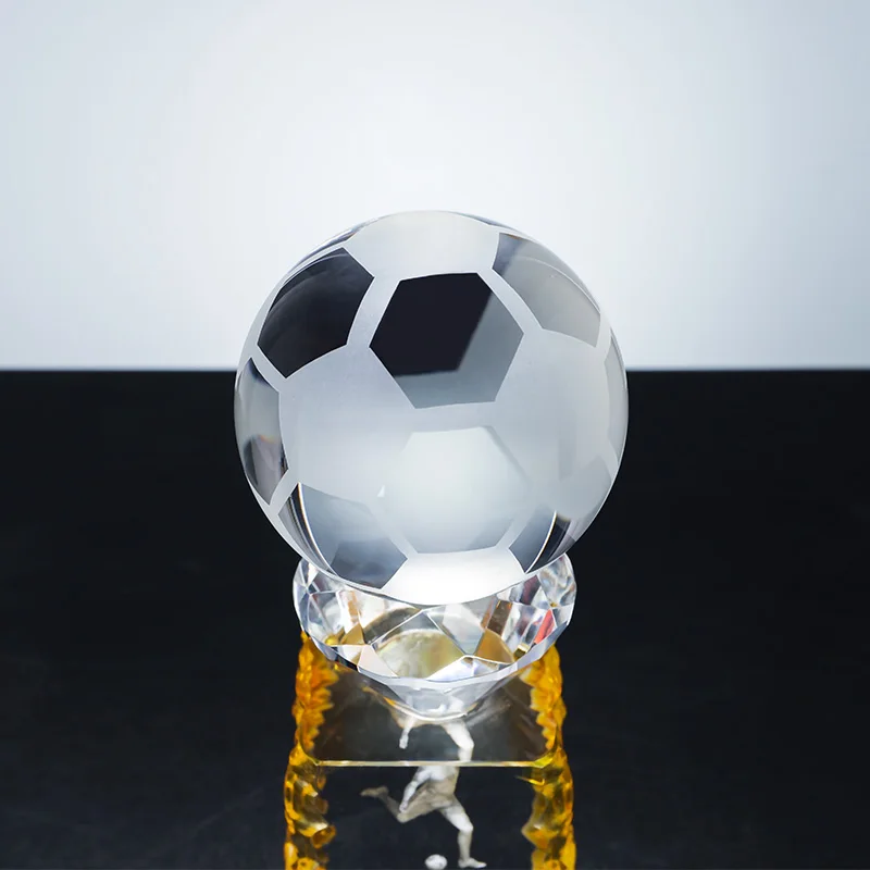 Hot Sale Gold Plated Crystal Soccer Ball Sport Trophy Premium Award Plaque supplier