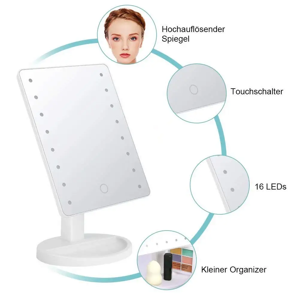16 Led Lighted Vanity Mirror Light Adjustable,Travel Usb And Battery