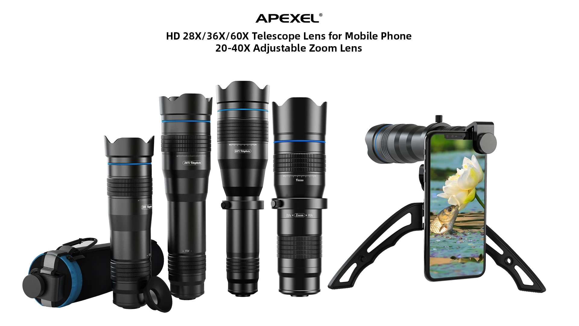 Apexel 2019 New High Definition 60x Telephoto Zoom Lens Monocular ...