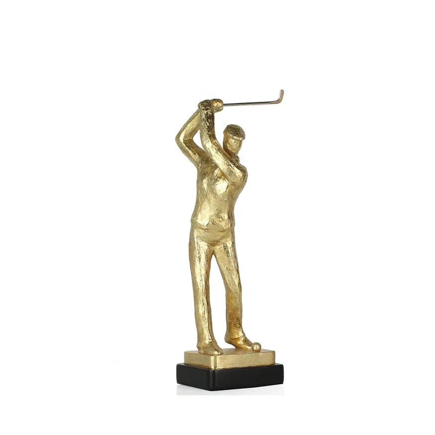 Gold resin figurines sculpture golf statue gifts for home ornements factory